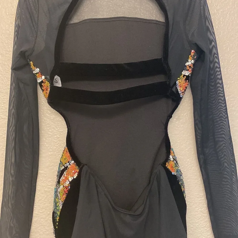 Weissman elite dance solo costume black velvet sequin Baby I'm Yours 14584 SA